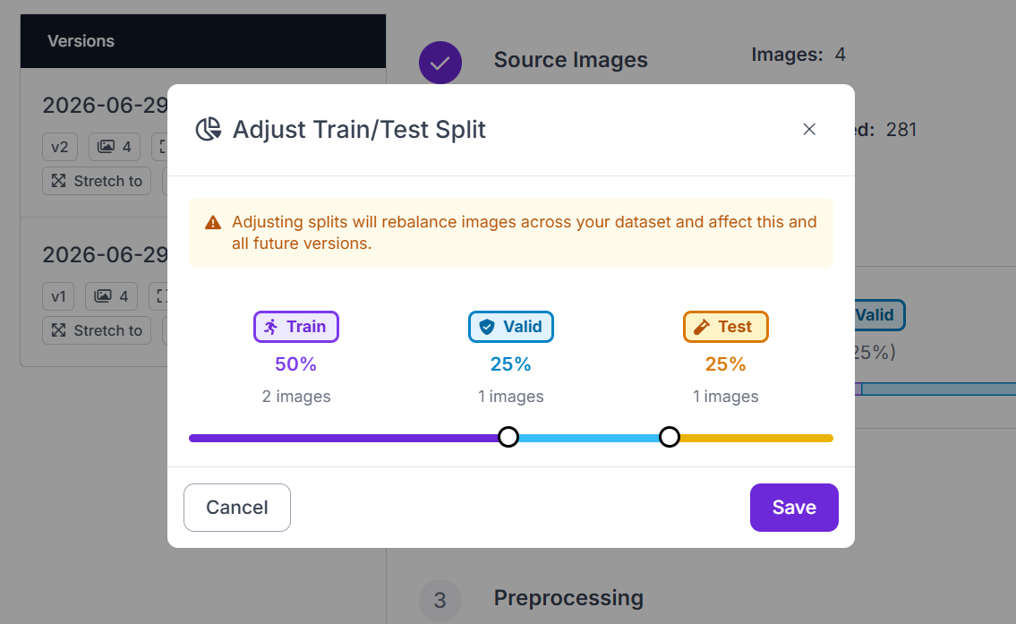 Train/Test Balances Example
